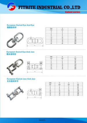 Marine European Style Eye and Eye Stainless Steel Swivel/Eye and Jaw/Jaw and Jaw for Rigging